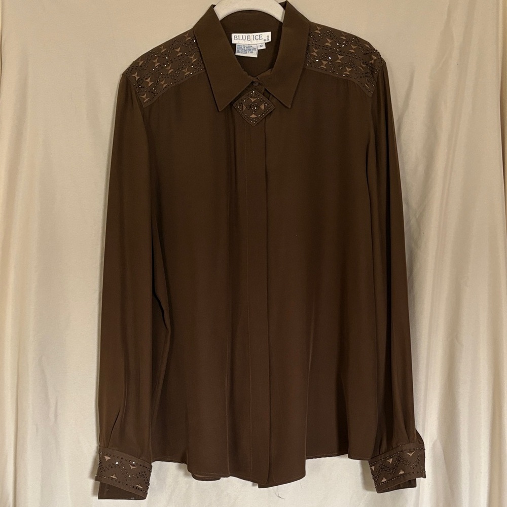 Blue Ice Women's Brown Silk Blouse